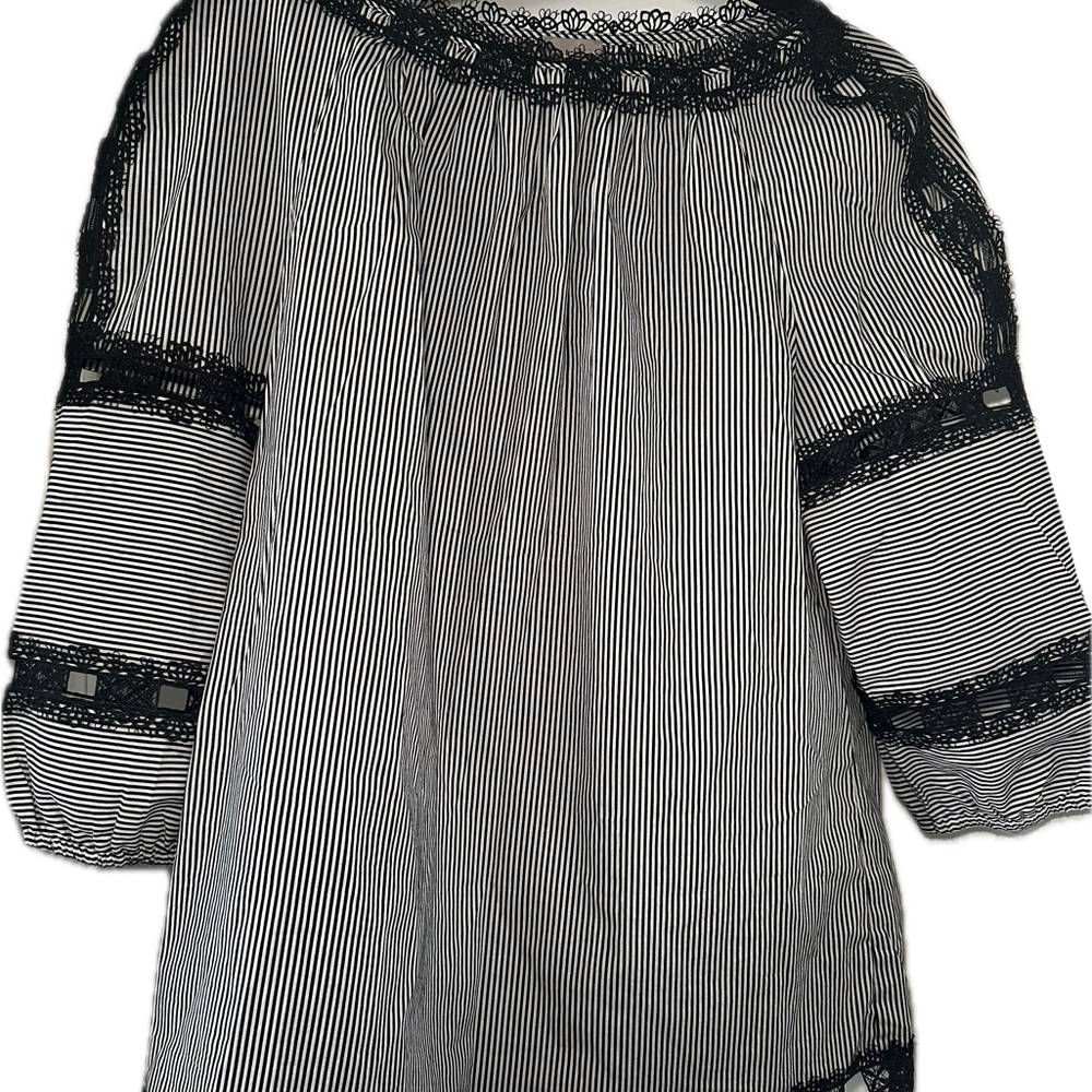 Black and White Striped Women's Top